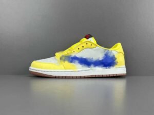 NKpt Travis Scott x  White jointed model, anti-slip, low-top, retro basketball shoes, suitable for both men and women