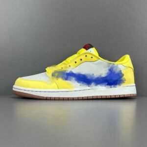 NKpt Travis Scott x  White jointed model, anti-slip, low-top, retro basketball shoes, suitable for both men and women